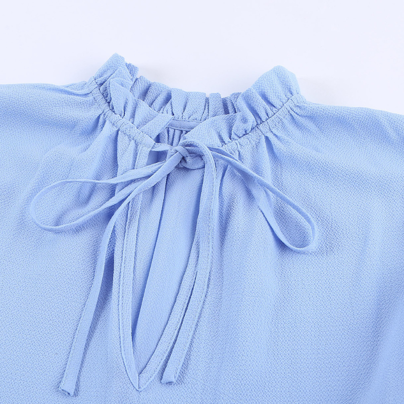 Flounce Sleeve V- Neck Casual Dress